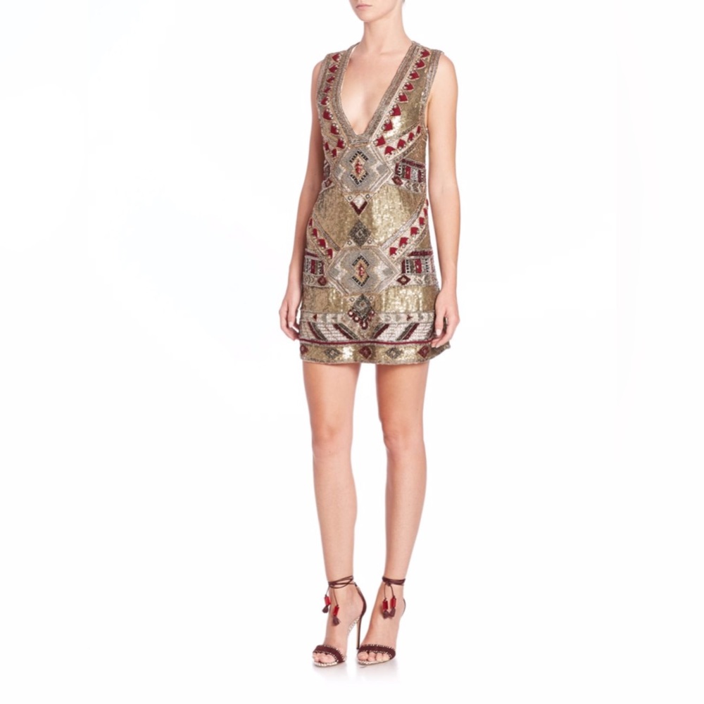 Alice + Olivia Odell Archive Gold Sequin Deco Dress - Picture 2 of 10